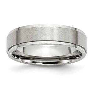 Mens Gentlemen's Classics(tm) 6mm Steel Ridged Edge Wedding Band