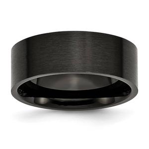 Mens Gentlemen's Classics(tm) 8mm Black IP-Plated Brushed Flat Band
