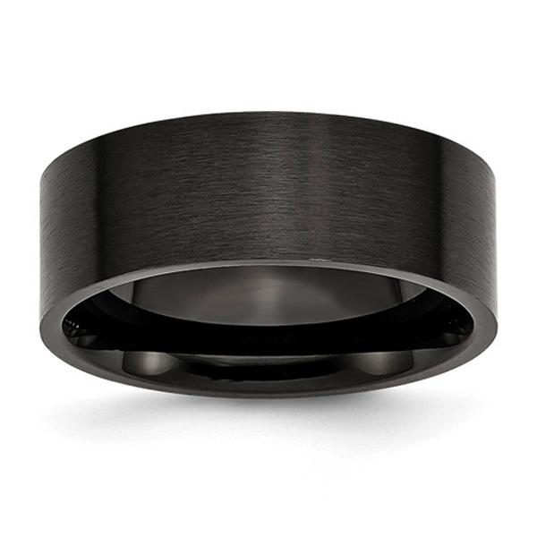 Mens Gentlemen's Classics(tm) 8mm Black IP-Plated Brushed Flat Band