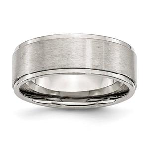 Mens Gentlemen's Classics(tm) 8mm Polished Silver & Ridged Edge Band