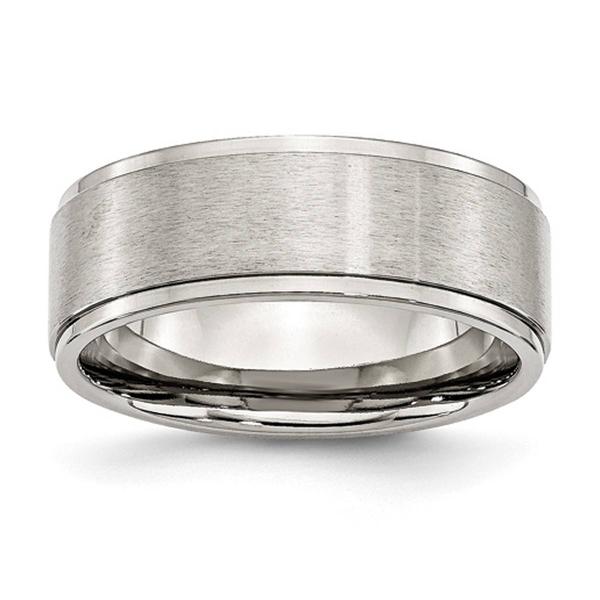 Mens Gentlemen's Classics(tm) 8mm Polished Silver & Ridged Edge Band
