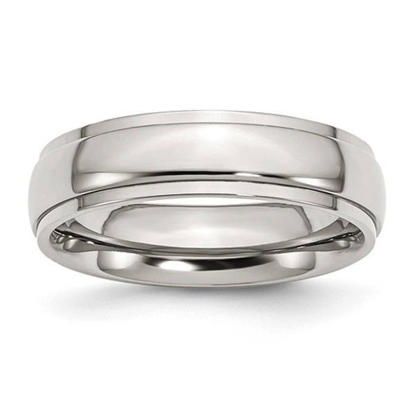 Mens Gentlemen's Classics(tm) 6mm Polished Silver & Ridged Edge Band