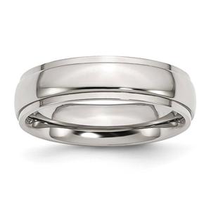 Mens Gentlemen's Classics(tm) 6mm Polished Silver & Ridged Edge Band