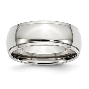 Mens Gentlemen's Classics(tm) Polished 8mm Silver & Ridged Edge Band