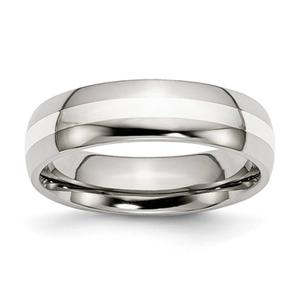 Mens Gentlemen's Classics(tm) 6mm Sterling Silver Inlay Wedding Band