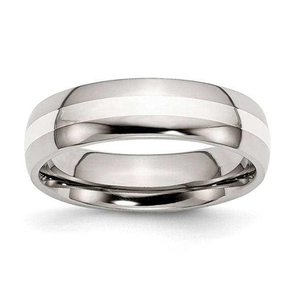 Mens Gentlemen's Classics(tm) 6mm Sterling Silver Inlay Wedding Band