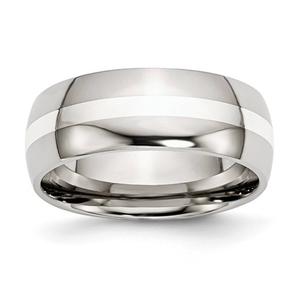 Mens Gentlemen's Classics(tm) 8mm Sterling Silver Inlay Wedding Band