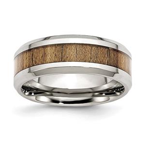 Mens Gentlemen's Classics(tm) Stainless Steel & Wooden Inlay Band
