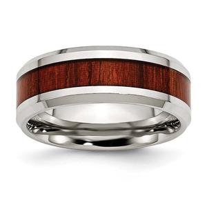 Mens Gentlemen's Classics(tm) Red Wood Enamel Inlay Wedding Band