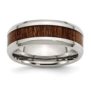 Mens Gentlemen's Classics(tm) Brown Wood Enamel Inlay Wedding Band