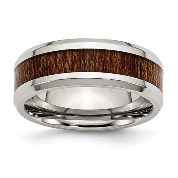 Mens Gentlemen's Classics(tm) Brown Wood Enamel Inlay Wedding Band