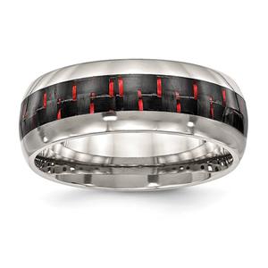 Mens Gentlemen's Classics(tm) Black & Red Carbon Fiber Inlay Band