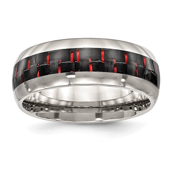 Mens Gentlemen's Classics(tm) Black & Red Carbon Fiber Inlay Band
