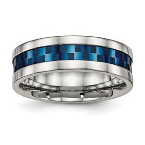 Mens Gentlemen's Classics(tm) 7mm Silver & Blue IP-Plated Band