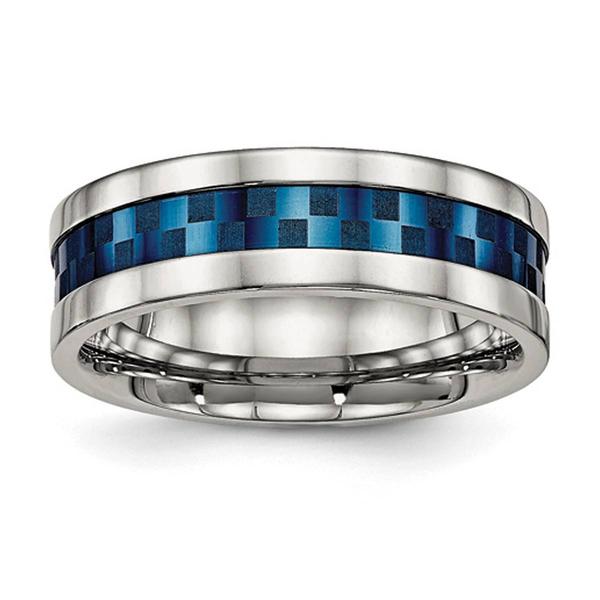 Mens Gentlemen's Classics(tm) 7mm Silver & Blue IP-Plated Band