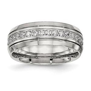 Mens Gentlemens Classics(tm) Grooved & CZ Accented Band