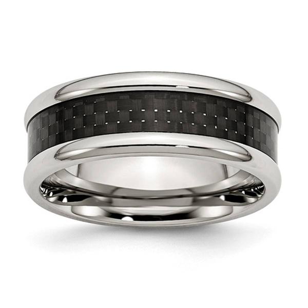 Mens Gentlemens Classics(tm) Polished Black Carbon Fiber Inlay Band