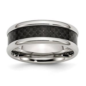 Mens Gentlemens Classics(tm) Polished Black Carbon Fiber Inlay Band