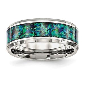 Mens Gentlemen's Classics(tm) Silver & Blue Imitation Opal Band