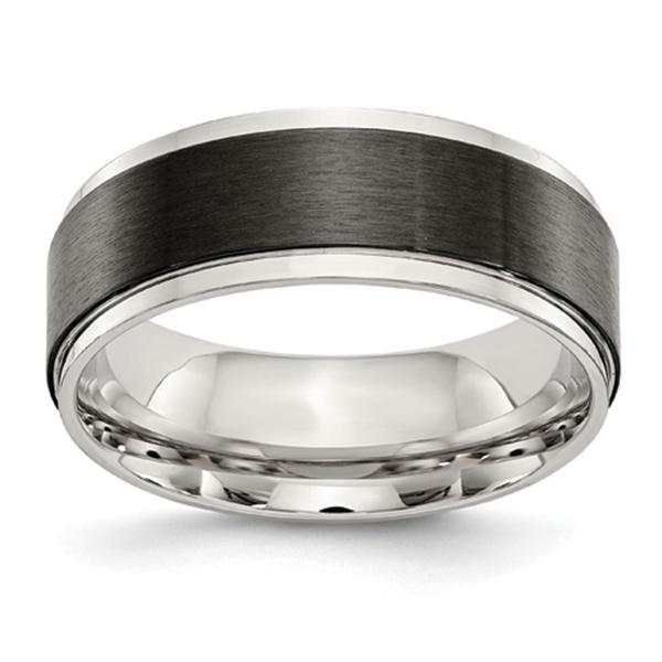 Mens Gentlemen's Classics(tm) 8mm Stainless Steel Black IP Band