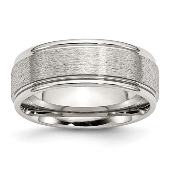 Mens Gentlemen's Classics(tm) 8mm Brushed Polished Grooved Edge Band