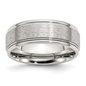 Mens Gentlemen's Classics(tm) 8mm Brushed Polished Grooved Edge Band