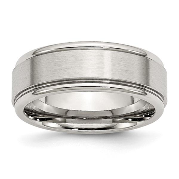 Mens Gentlemen's Classics(tm) 8mm Brushed Polished Ridged Edge Band