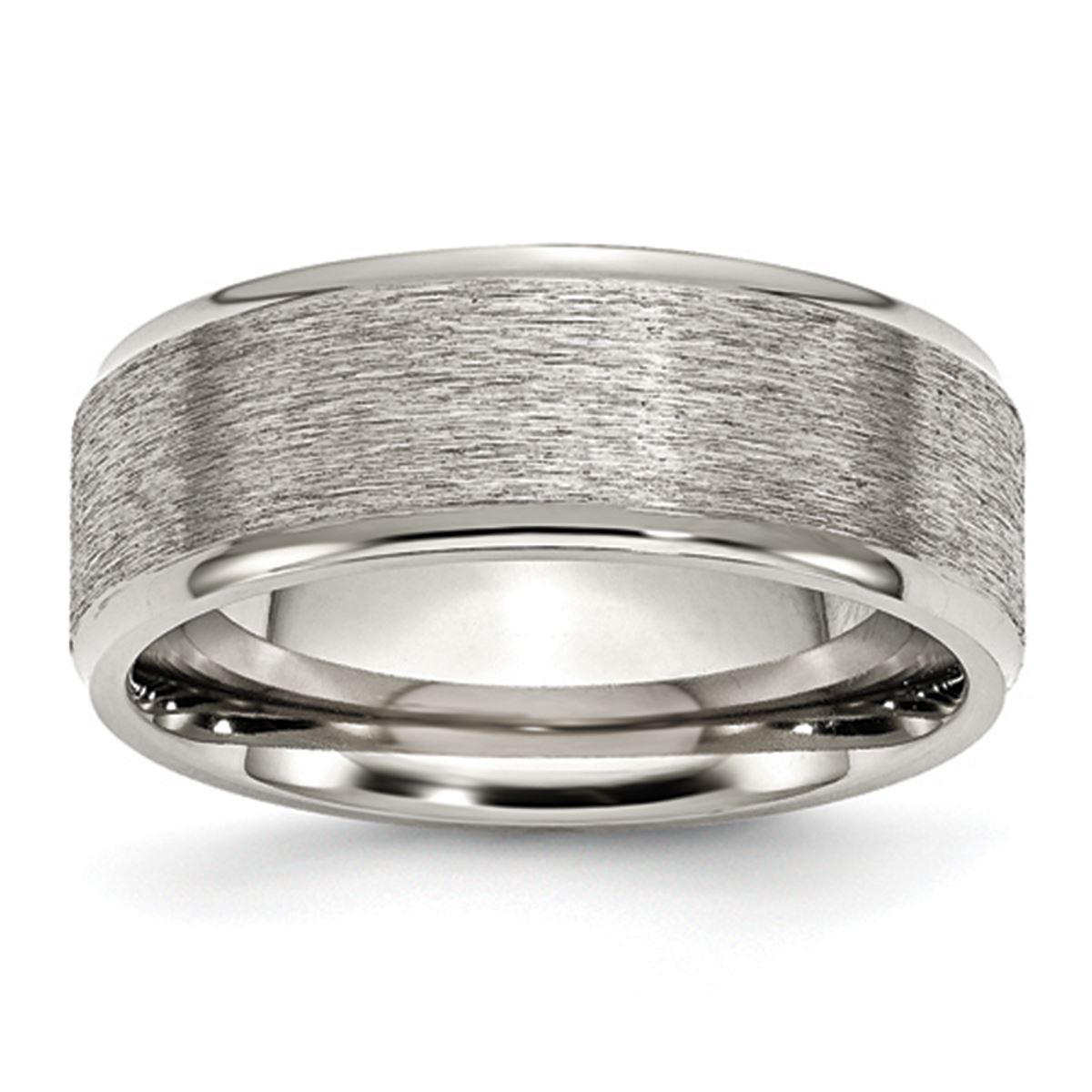 Mens Gentlemen's Classics(tm) 8mm Stainless Steel Ridged Edge Band