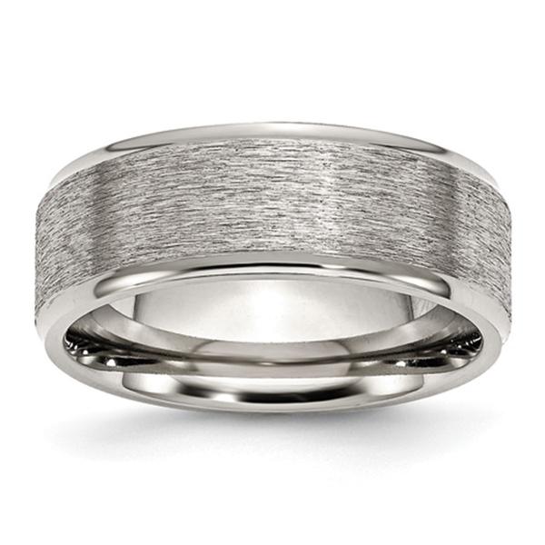 Mens Gentlemen's Classics(tm) 8mm Stainless Steel Ridged Edge Band