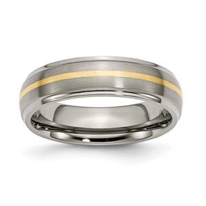 Mens Endless Affection(tm) Ridged Edge 14kt. Yellow Gold Inlay Band