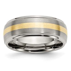 Mens Endless Affection(tm) 8mm 14kt. Yellow Gold Inlay Wedding Band
