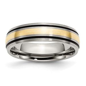 Mens Endless Affection(tm) Grooved 14kt. Gold Inlay 6mm Band