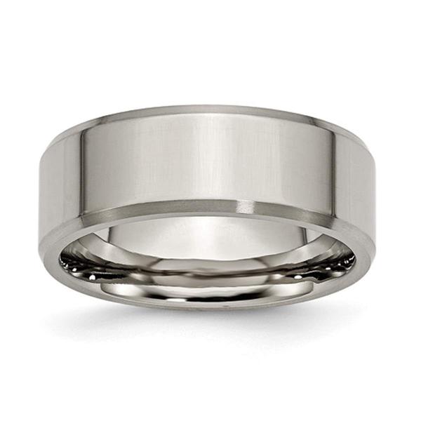 Mens Endless Affection(tm) Beveled Edge Titanium 8mm Wedding Band