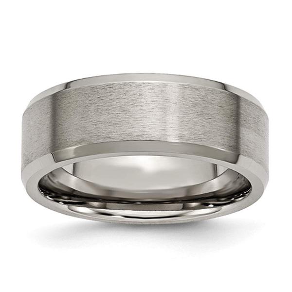 Mens Endless Affection(tm) 8mm Beveled Edge Titanium Polished Band