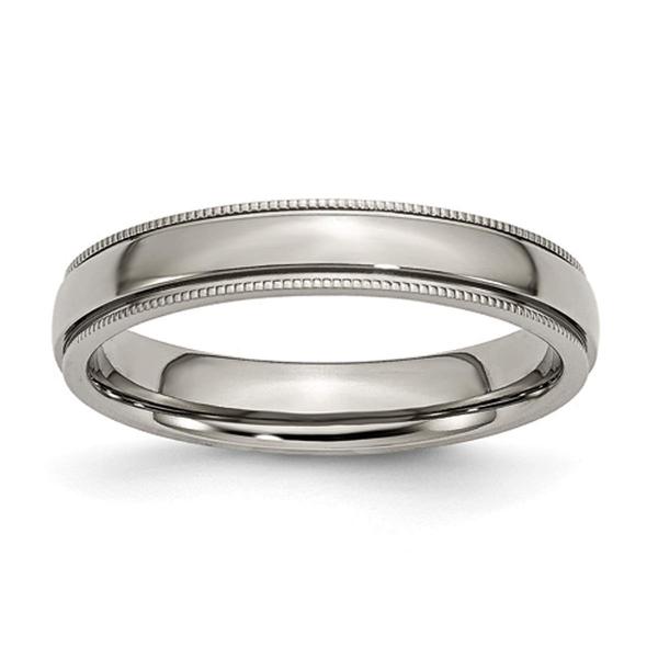 Mens Endless Affection(tm) 4mm Titanium Grooved & Beaded Edge Band