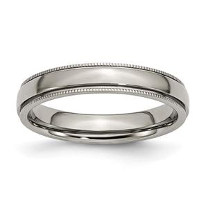 Mens Endless Affection(tm) 4mm Titanium Grooved & Beaded Edge Band