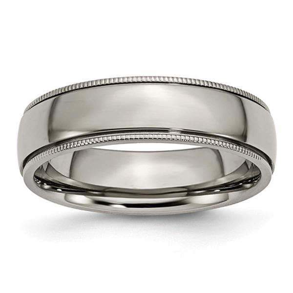 Mens Endless Affection(tm) 6mm Titanium Grooved & Beaded Edge Band
