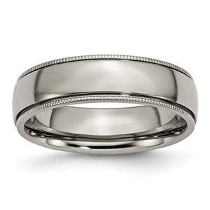 Mens Endless Affection(tm) 6mm Titanium Grooved & Beaded Edge Band