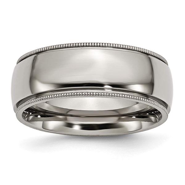 Mens Endless Affection(tm) Titanium Grooved & Beaded Edge 8mm Band