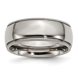 Mens Endless Affection(tm) Titanium Grooved & Beaded Edge 8mm Band