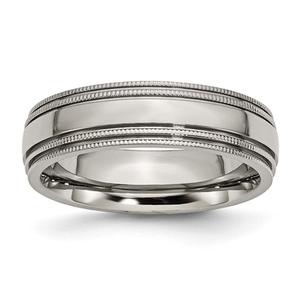 Mens Endless Affection(tm) Titanium Grooved & Beaded Edge 6mm Band
