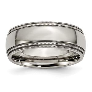 Mens Endless Affection(tm) 8mm Titanium Grooved & Beaded Edge Band
