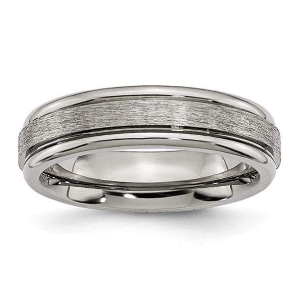 Mens Endless Affection(tm) 6mm Titanium Grooved Edge Satin Band