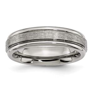 Mens Endless Affection(tm) 6mm Titanium Grooved Edge Satin Band
