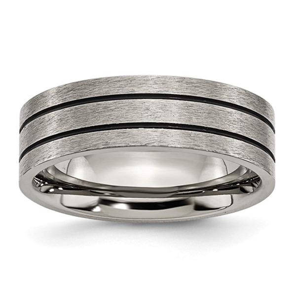 Mens Endless Affection(tm) 7mm Titanium Flat Grooved Wedding Band