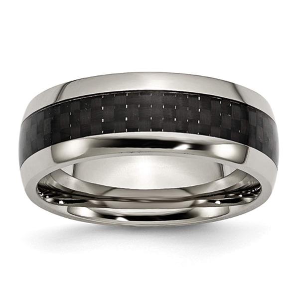 Mens Endless Affection(tm) Polished Black Carbon Fiber Inlay Band