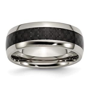 Mens Endless Affection(tm) Polished Black Carbon Fiber Inlay Band