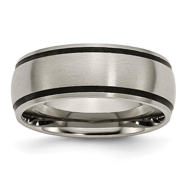 Mens Endless Affection(tm) Titanium Black Rubber 8mm Brushed Band