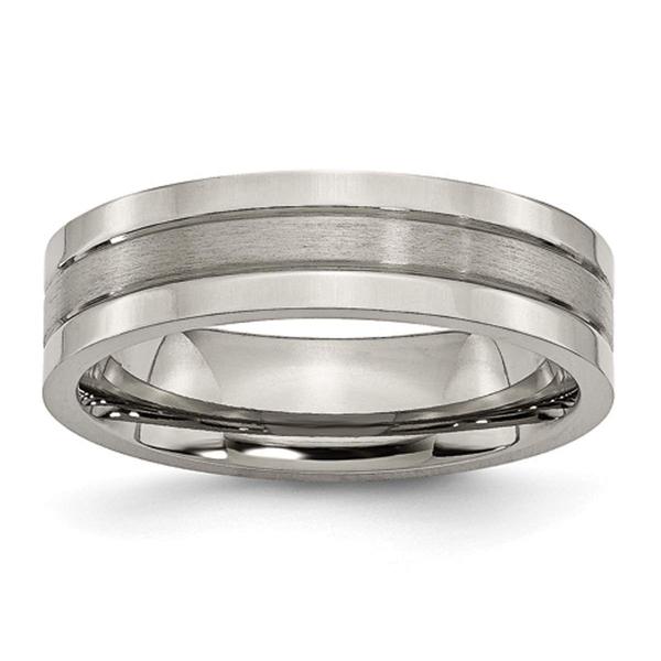 Mens Endless Affection(tm) 6mm Polished & Grooved Titanium Band