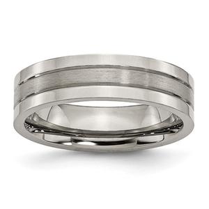 Mens Endless Affection(tm) 6mm Polished & Grooved Titanium Band